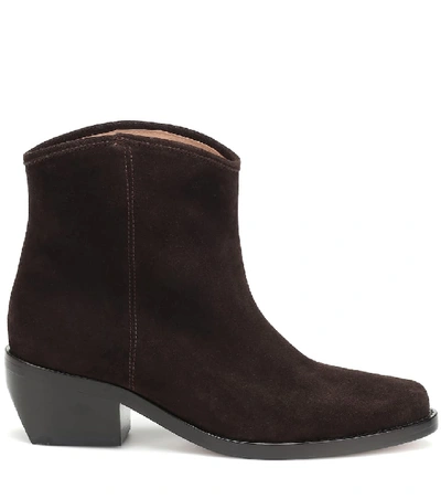 Shop Legres Western Low Suede Ankle Boots In Brown