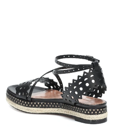 Shop Alaïa Leather Espadrille Sandals In Black