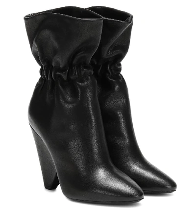 Shop Saint Laurent Niki 105 Leather Ankle Boots In Black