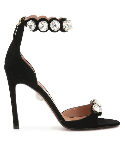 Shop Samuele Failli Ely 105 Embellished Suede Sandals In Black