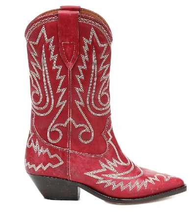 Shop Isabel Marant Duerto Leather Boots In Red