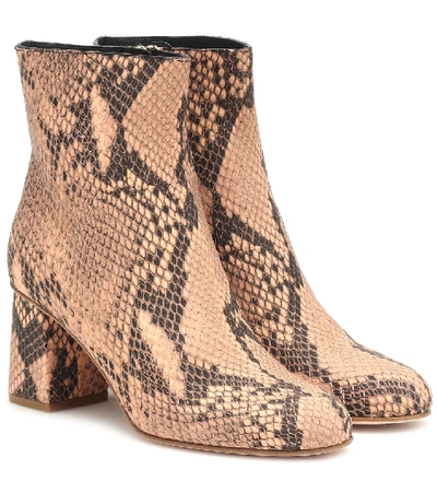 Shop Redv Red (v) Snake-effect Leather Ankle Boots In Beige