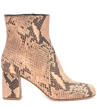 Shop Redv Red (v) Snake-effect Leather Ankle Boots In Beige