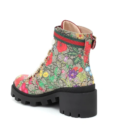 Shop Gucci Gg Flora Ankle Boots In Multicoloured