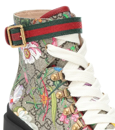 Shop Gucci Gg Flora Ankle Boots In Multicoloured