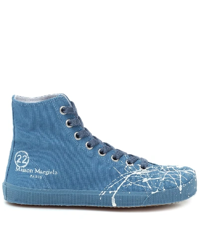 Shop Maison Margiela Tabi Canvas High-top Sneakers In Blue