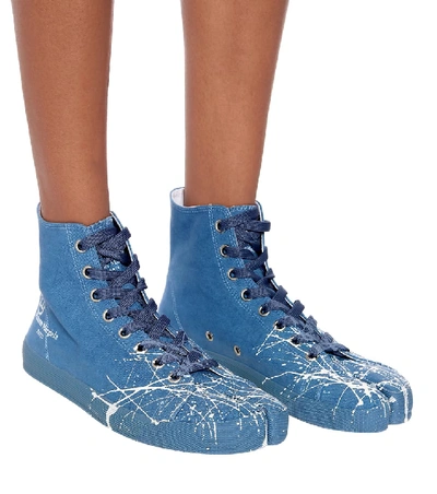 Shop Maison Margiela Tabi Canvas High-top Sneakers In Blue