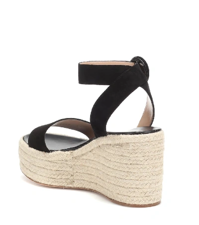 Shop Gianvito Rossi Billie 45 Suede Espadrille Wedges In Black