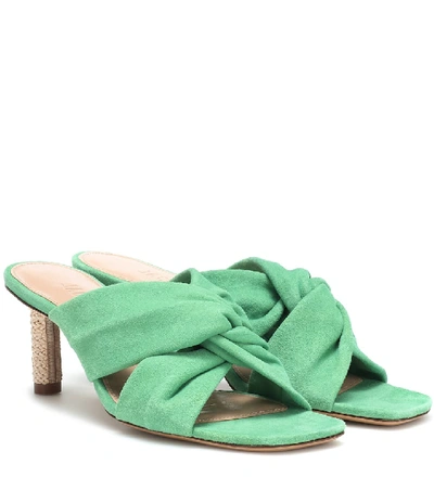 Shop Jacquemus Les Mules Bellagio Suede Sandals In Green