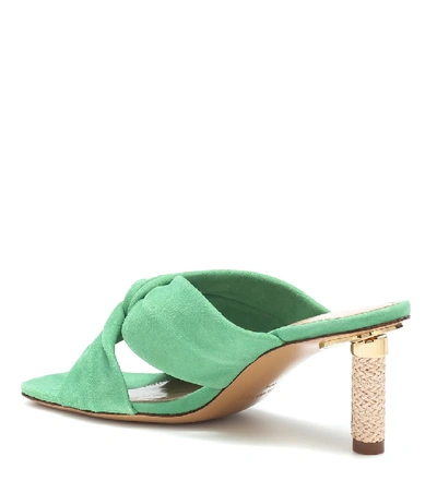 Shop Jacquemus Les Mules Bellagio Suede Sandals In Green