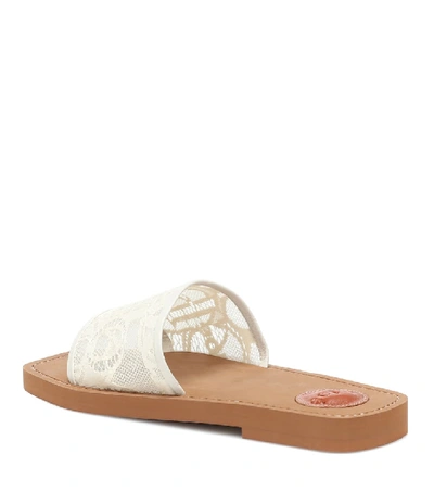 Shop Chloé Woody Lace Sandals In Beige