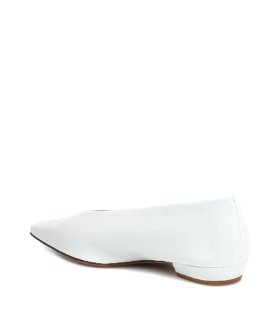 Shop Bottega Veneta Almond Leather Ballet Flats In White