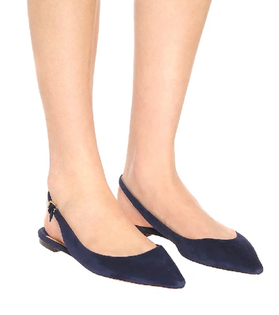 Shop Jimmy Choo Erin Suede Slingback Ballet Flats In Blue