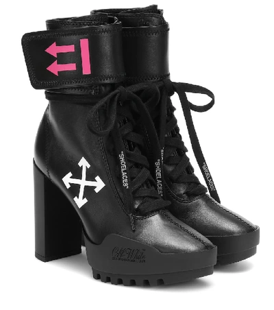 Shop Off-white Moto Leather Ankle Boots In Black