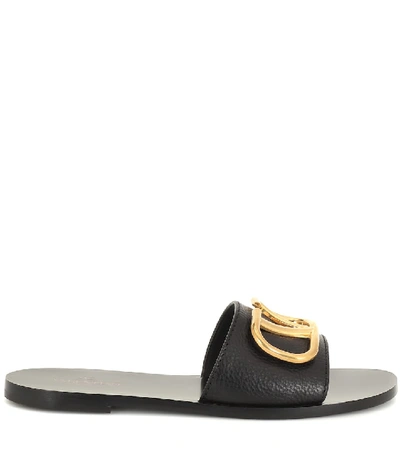 Valentino Garavani Go Logo皮革凉拖鞋