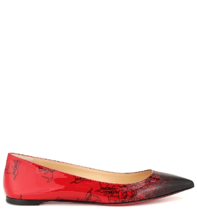 Shop Christian Louboutin Ballalla Patent Leather Ballet Flats In Red
