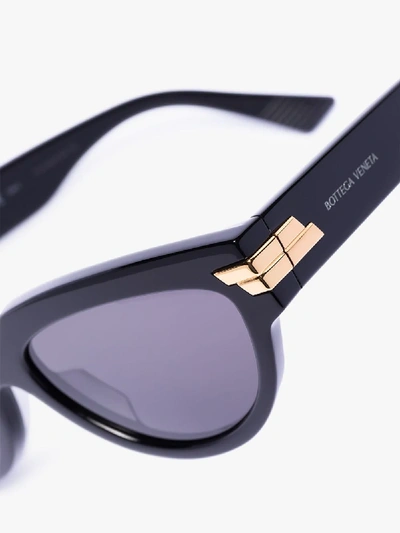 Shop Bottega Veneta Black Oversized Cat Eye Sunglasses