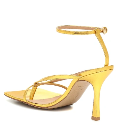 Shop Bottega Veneta Stretch Metallic Leather Sandals In Gold