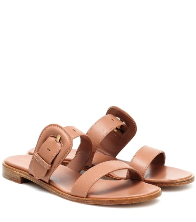 Shop Gianvito Rossi Leather Sandals In Beige