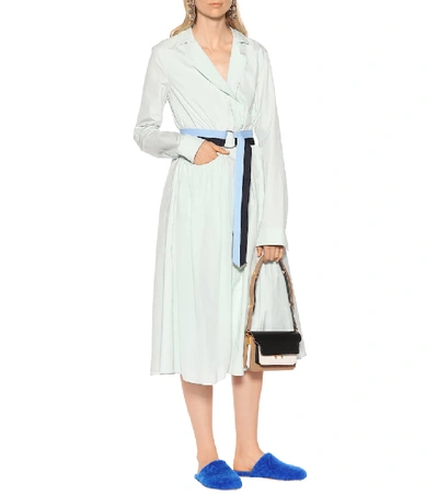 Shop Marni Shearling Slippers In Blue