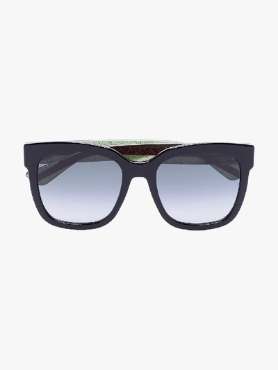 Shop Gucci Black Gradient Square Sunglasses