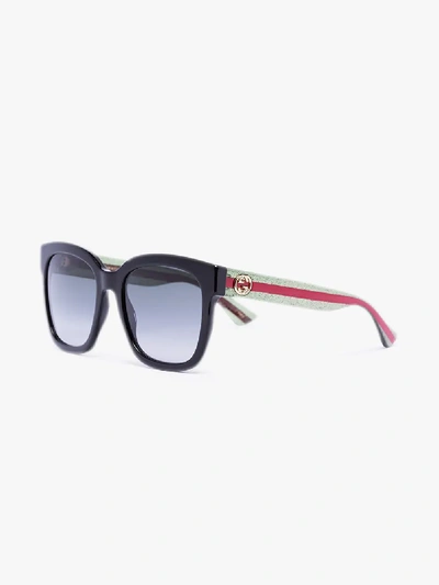 Shop Gucci Black Gradient Square Sunglasses