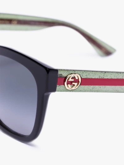 Shop Gucci Black Gradient Square Sunglasses