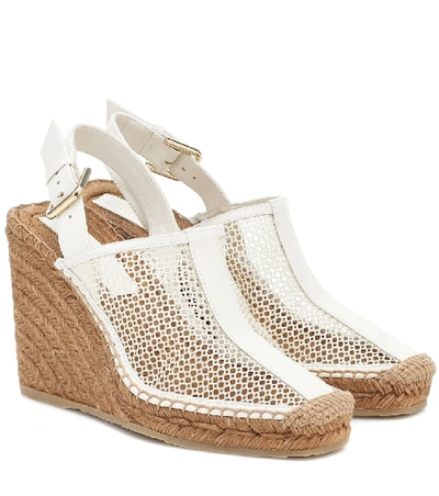 Shop Jimmy Choo Dakori 110 Leather Wedge Espadrilles In White