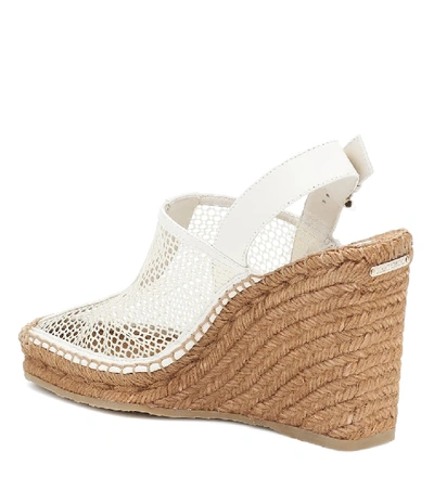 Shop Jimmy Choo Dakori 110 Leather Wedge Espadrilles In White