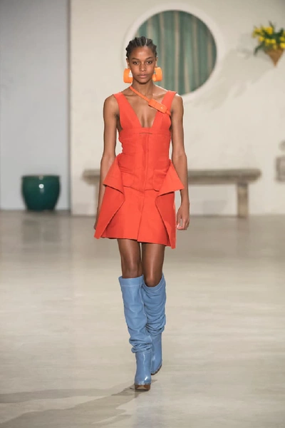 Shop Jacquemus Les Bottes Sabots Hautes Leather Boots In Blue