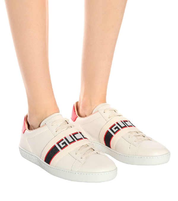 gucci new ace stripe leather trainers