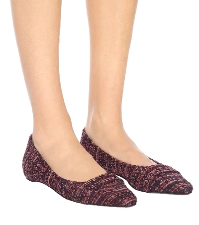 Shop Bougeotte Bouclé Ballet Flats In Red