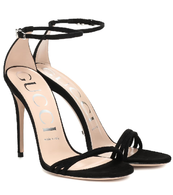gucci suede sandal with crystals