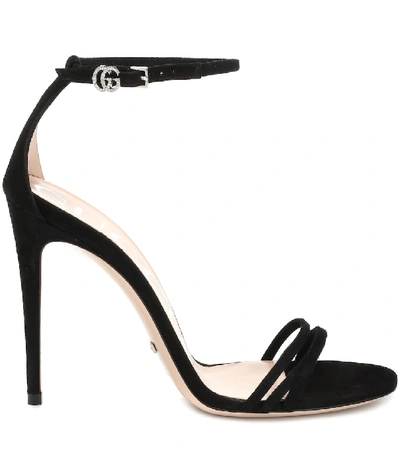 Shop Gucci Suede Sandals In Black