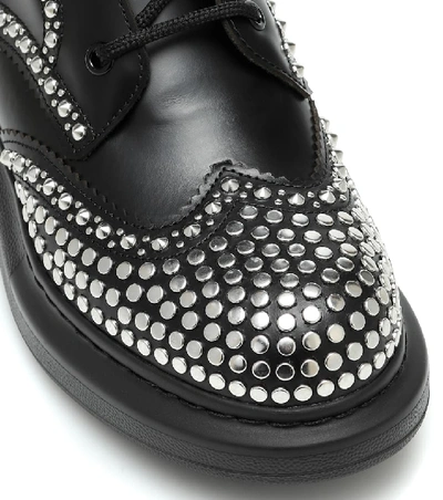 Shop Alexander Mcqueen Embellished Leather Ankle Boots In Black