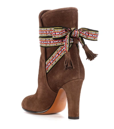 Shop Etro Suede Ankle Boots In Brown