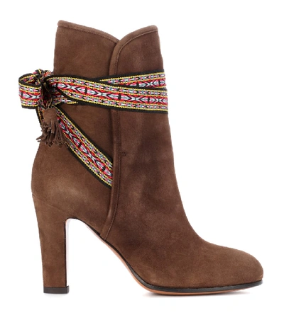 Shop Etro Suede Ankle Boots In Brown