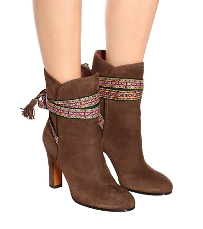 Shop Etro Suede Ankle Boots In Brown