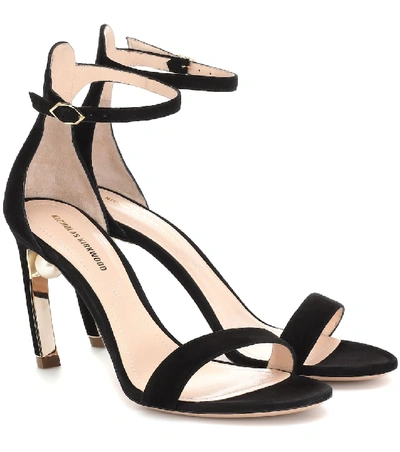 Shop Nicholas Kirkwood Mira Pearl Suede Sandals In Black