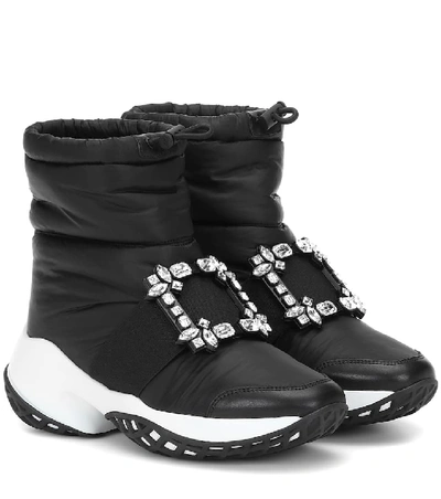 Shop Roger Vivier Viv' Run Snow Embellished Boots In Black