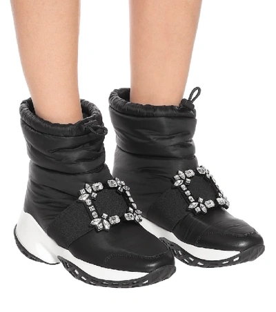Shop Roger Vivier Viv' Run Snow Embellished Boots In Black