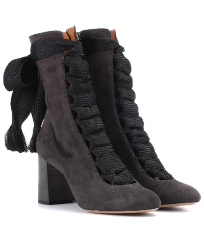 Shop Chloé Harper Suede Boots In Black