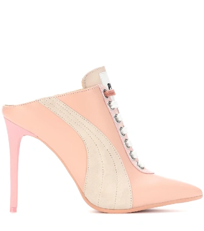 Shop Fenty X Puma Lace-up Leather Mules In Pink