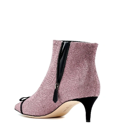 Shop Marco De Vincenzo Embellished Leather Ankle Boots In Pink
