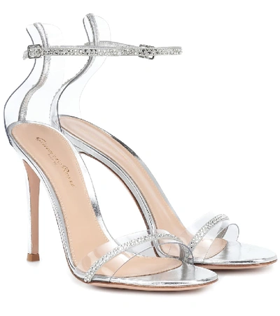 Shop Gianvito Rossi Crystal Plexi 105 Sandals In Silver