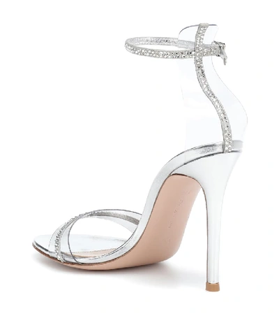 Shop Gianvito Rossi Crystal Plexi 105 Sandals In Silver
