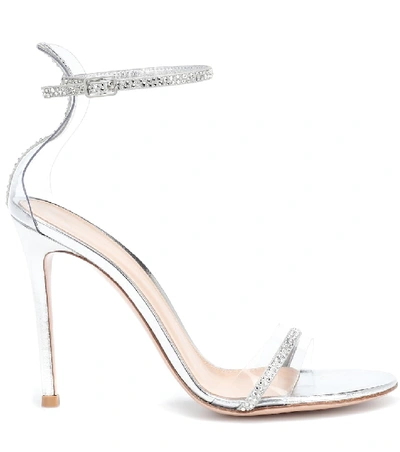 Shop Gianvito Rossi Crystal Plexi 105 Sandals In Silver