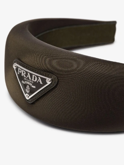 Shop Prada Green Logo Satin Headband