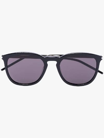 Shop Saint Laurent Black 360 Subtly Rounded Sunglasses