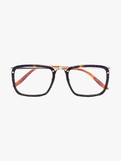 Shop Gucci Brown Tortoiseshell Square Optical Glasses